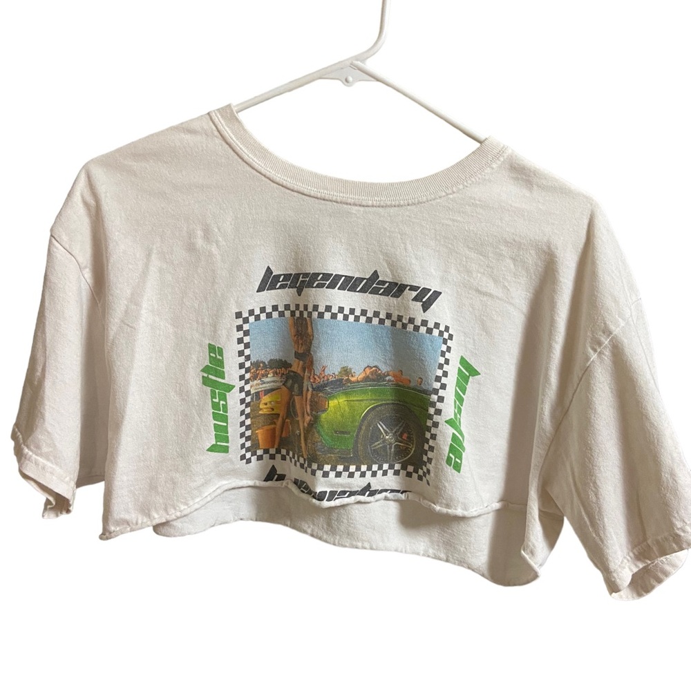 Gildan White Graphic Crop Top Tee